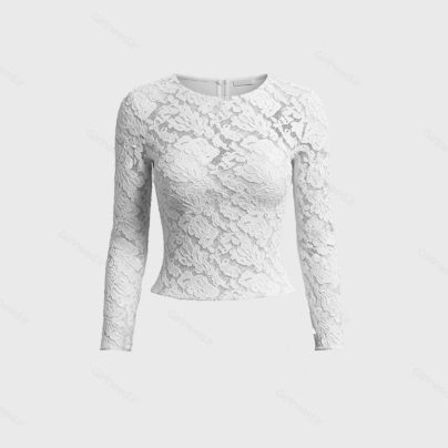 کراپ تاپ آستین بلند گیپور توری سفید از گرلنید